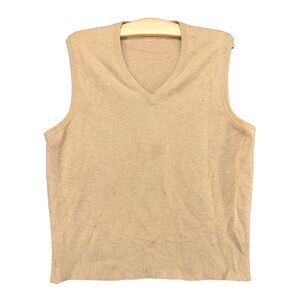 Vintage Allan Paine Of Godalming Cashmere Sweater Vest Mens 42 V Neck Tan Knit